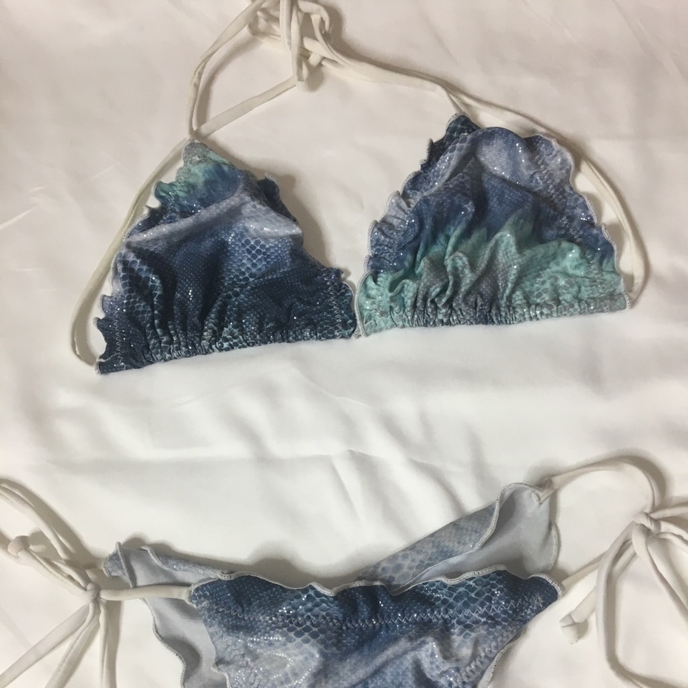 blue and teal bikini